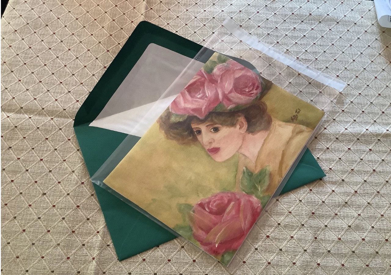 Big double “Greeting” card with an envelope – Mademoiselle Roses – hand ...