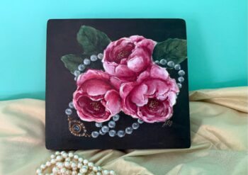 "Roses, Pearls and Evil Eye" - Decorative Keepsake Wooden Box